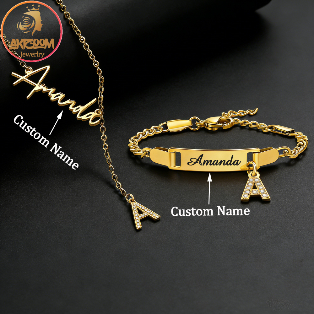 Men'S Fashion Jewelry Bracelets - Akizoom Set Perhiasan Nama Kustom Zirkon