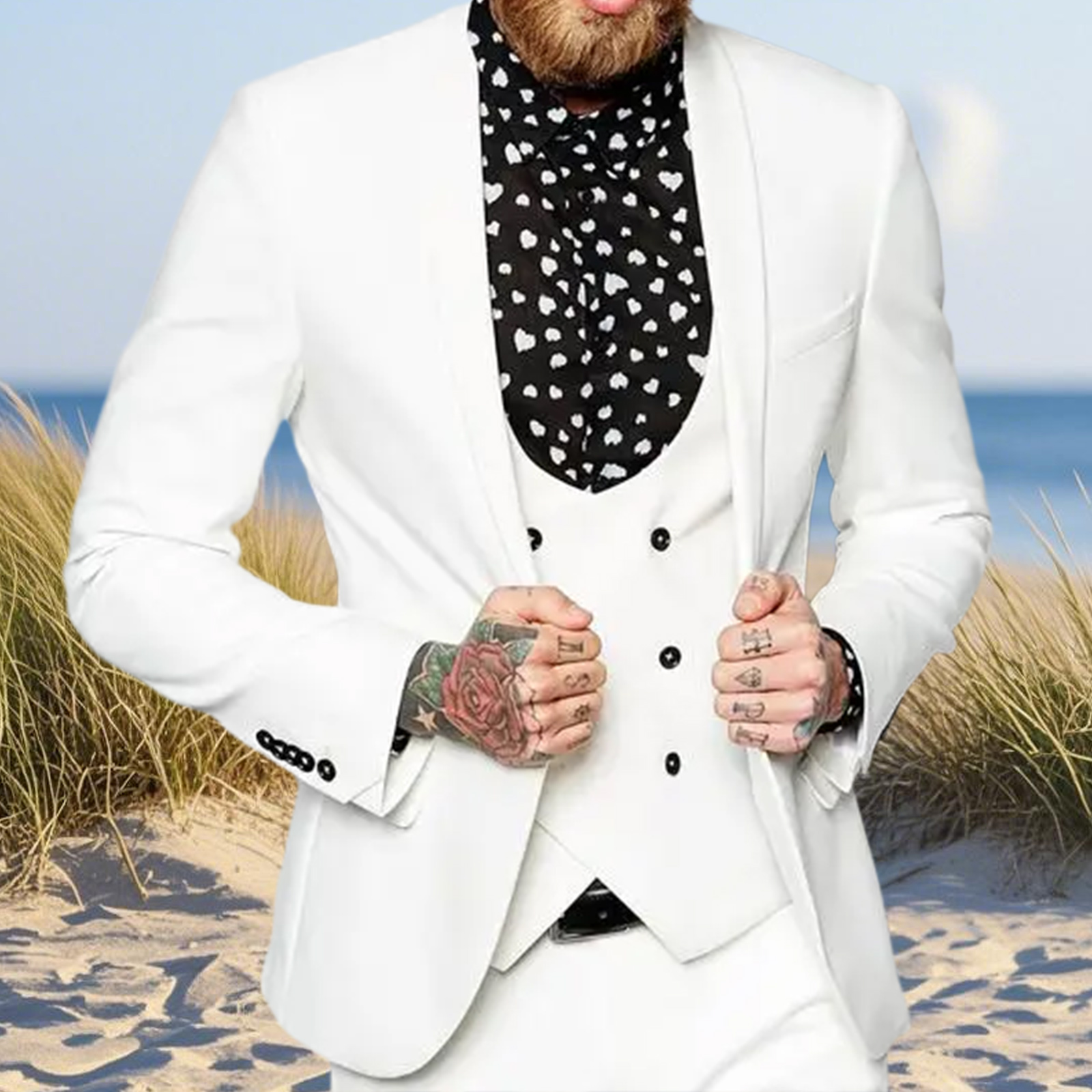 Slim Fit Blazer Men - AnnieBritney Setelan Kerah Selendang Kasual untuk