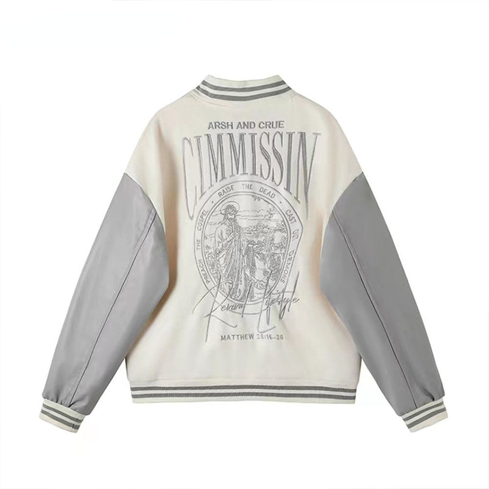 Men'S Fashion Light Jacket - Off white jaket baseball tambal sulam