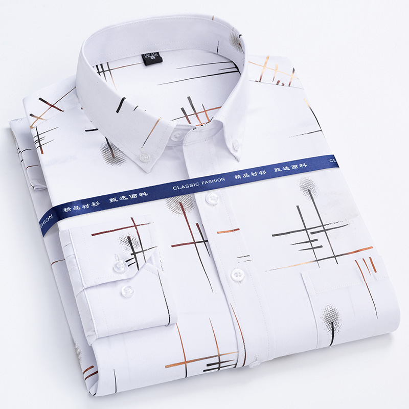 Dress Shirt Non-Iron - Kemeja kotak-kotak untuk pria, baju bisnis
