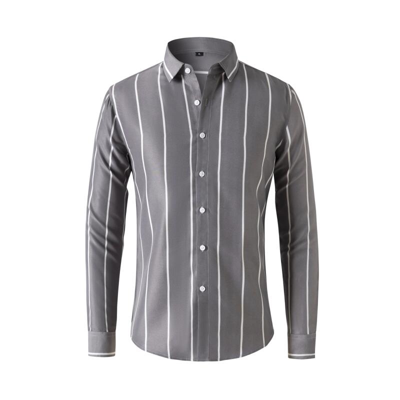 Men'S Fashion Clothing - Kemeja Pria Bergaris Lengan Panjang Slim