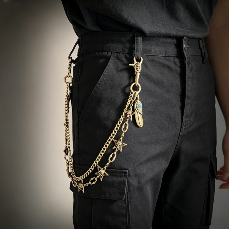 Men Fashion Key - Celana Hip Hop Punk Rock Metal