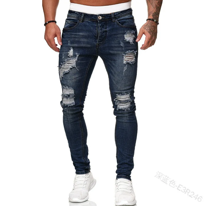 Skinny Jeans Ripped - Celana Jeans Pria Robek Celana Denim
