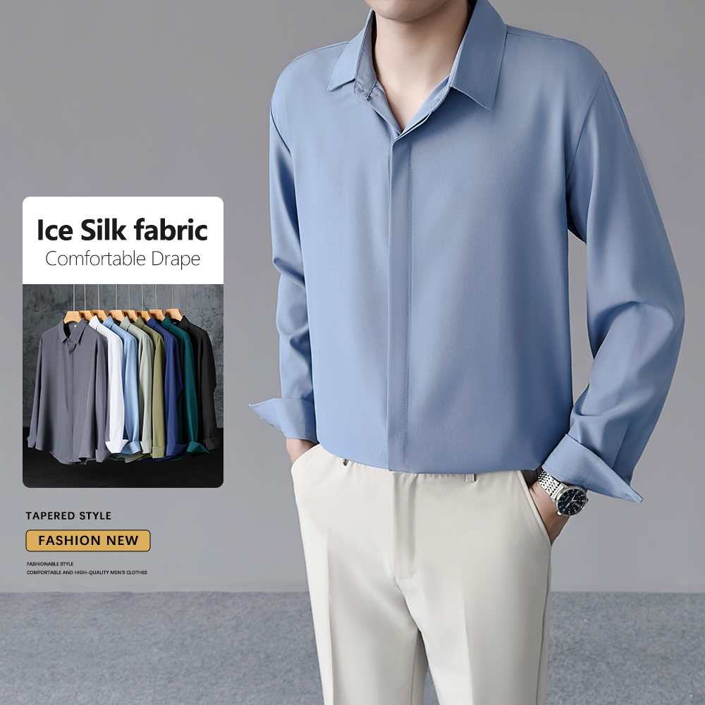 Dress Shirt Non-Iron - Kemeja Sutra Es Tipis Pria untuk
