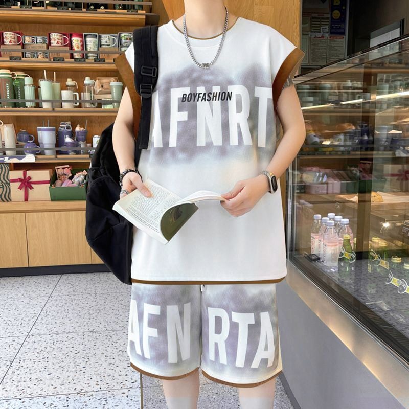 Mens Fashion Casual Outfits - Set Celana Pendek Rompi Longgar Ukuran
