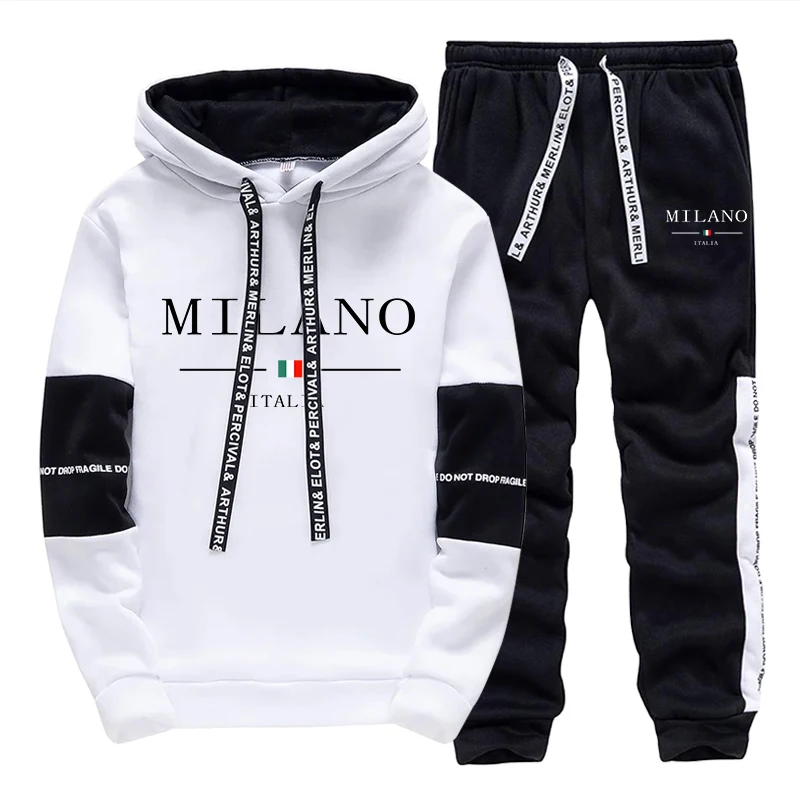 Mens Fashion Casual Outfits - Set Pria/Hoodie/Celana Italia Hoodie Trendi Pakaian
