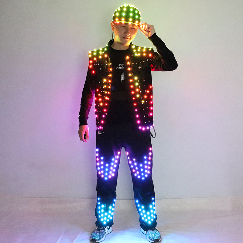 Men'S Fashion Light Jacket - Kostum LED Penuh Warna Bar Pria