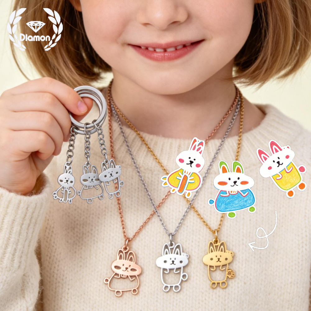 Men'S Fashion Jewelry Bracelets - Diamon Kalung Lukisan Tangan Gambar Anak-anak