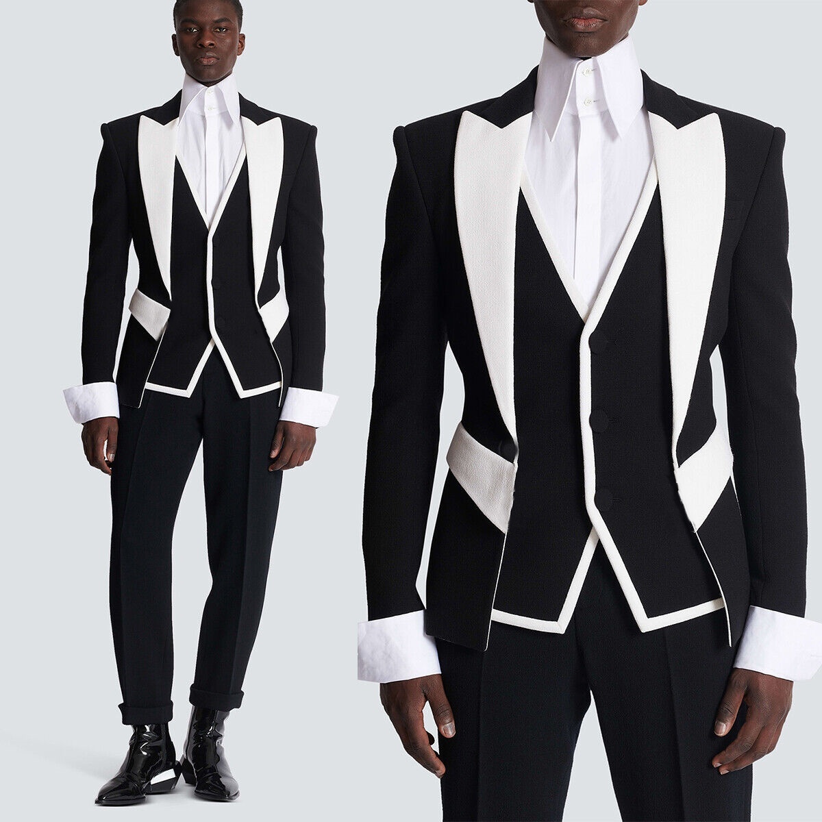 Slim Fit Blazer Men - Jas pernikahan modis warna hitam dan