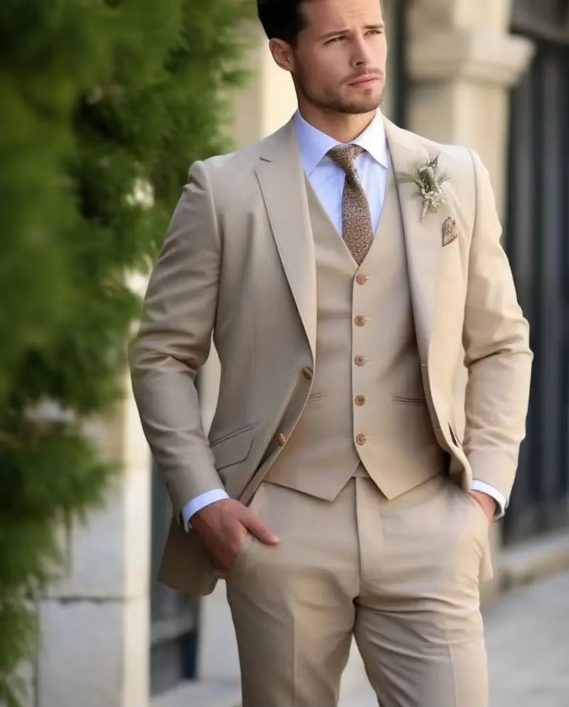 Slim Fit Blazer Men - Setelan Pria Elegan Khaki Blazer Slim