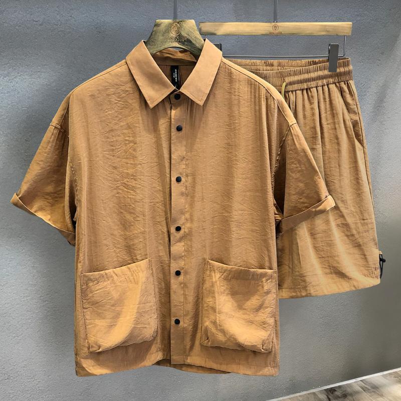 Mens Fashion Casual Outfits - Kain Sutra Es Pendingin Set Olahraga
