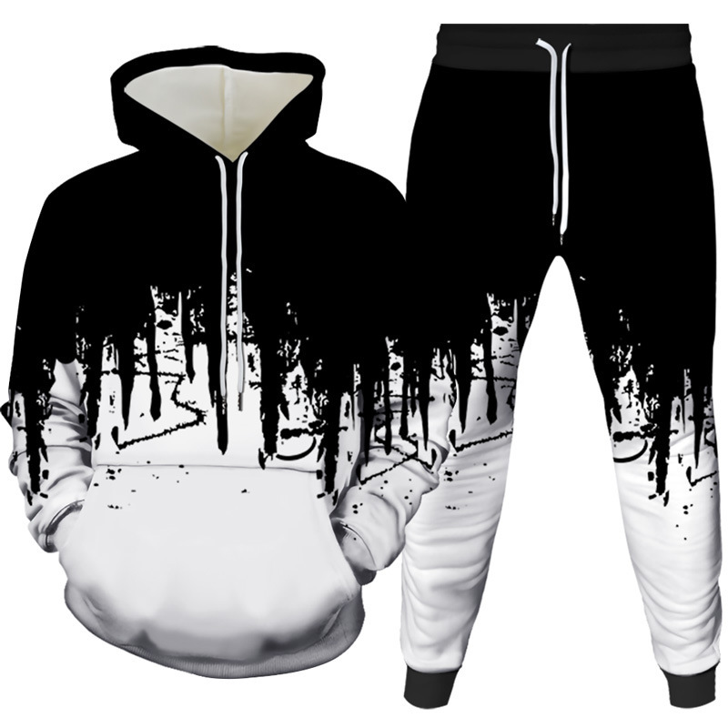 Men'S Fashion Hoodie - Set Hoodie dan Celana 3D Print