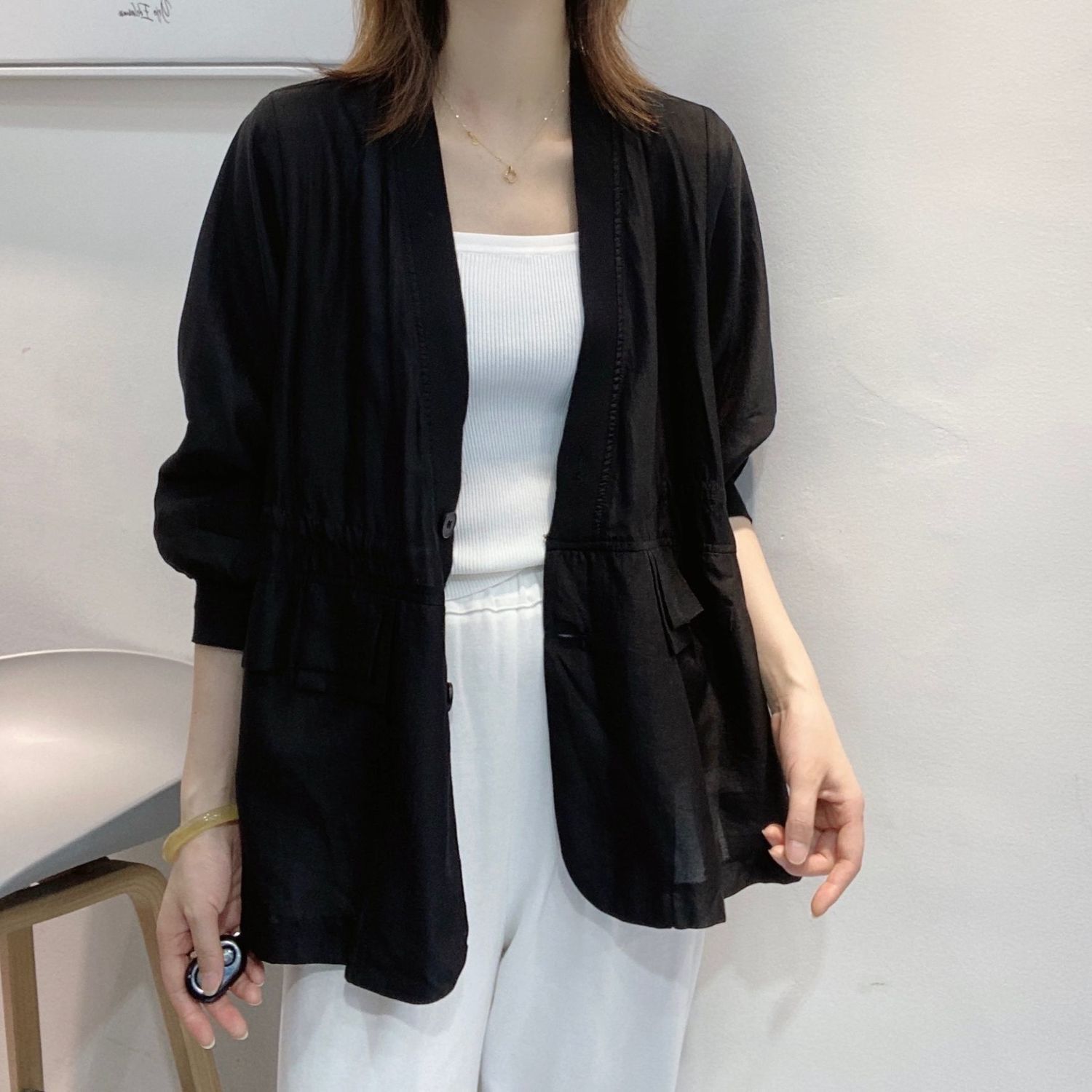 Blazer hitam kerah V ikat ping - Men'S Fashion Light Jacket ulasan dan harga