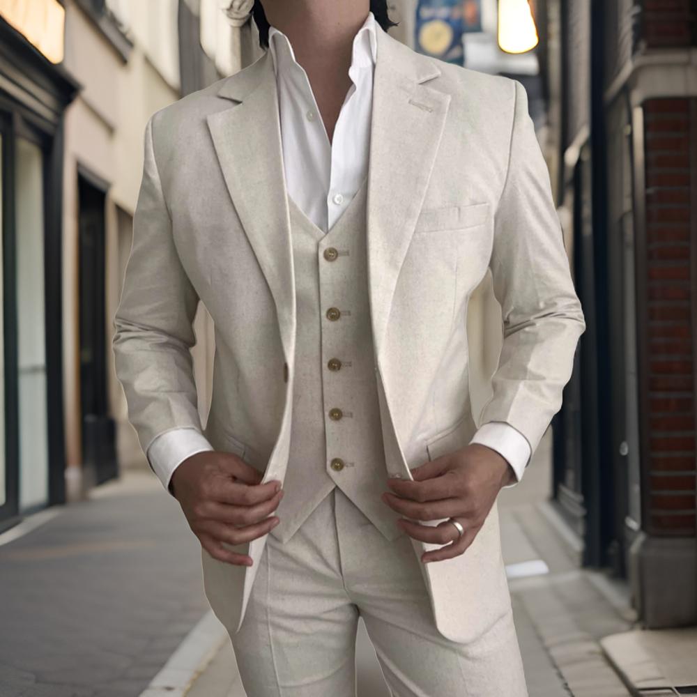 Jas Pria Linen 3 Potong untuk  - Slim Fit Blazer Men ulasan dan harga