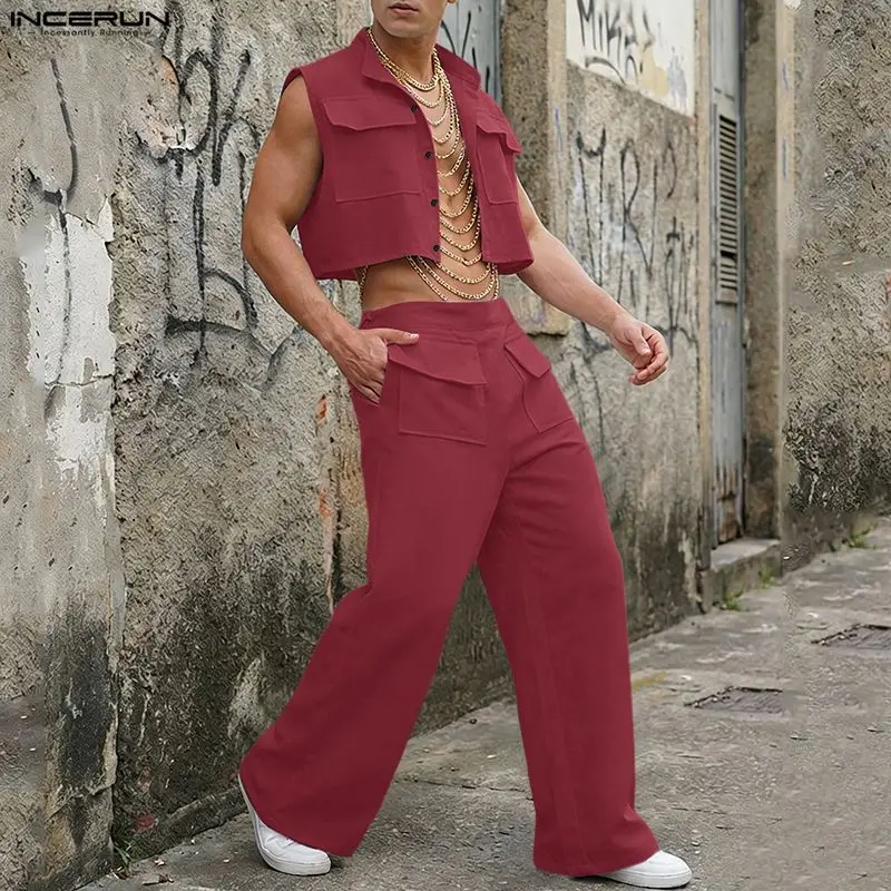 INCERUN Set Pria Atasan Crop T - Mens Fashion Casual Outfits ulasan dan harga