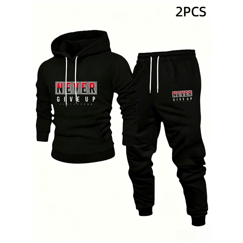 NEVER GIVE UP Setelan Pakaian  - Men'S Fashion Hoodie ulasan dan harga