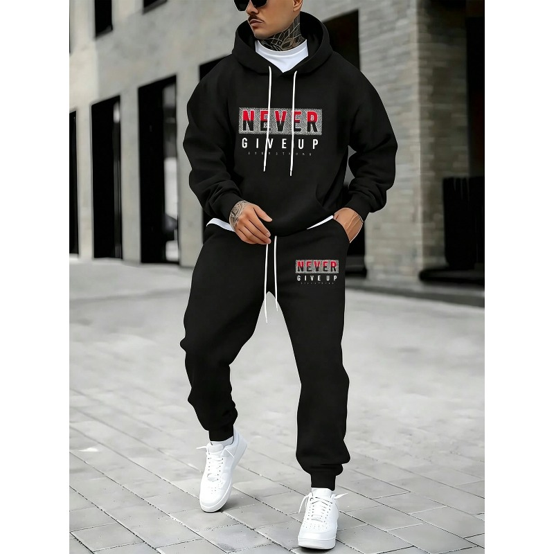 NEVER GIVE UP Setelan Pakaian  - Men'S Fashion Hoodie ulasan dan harga