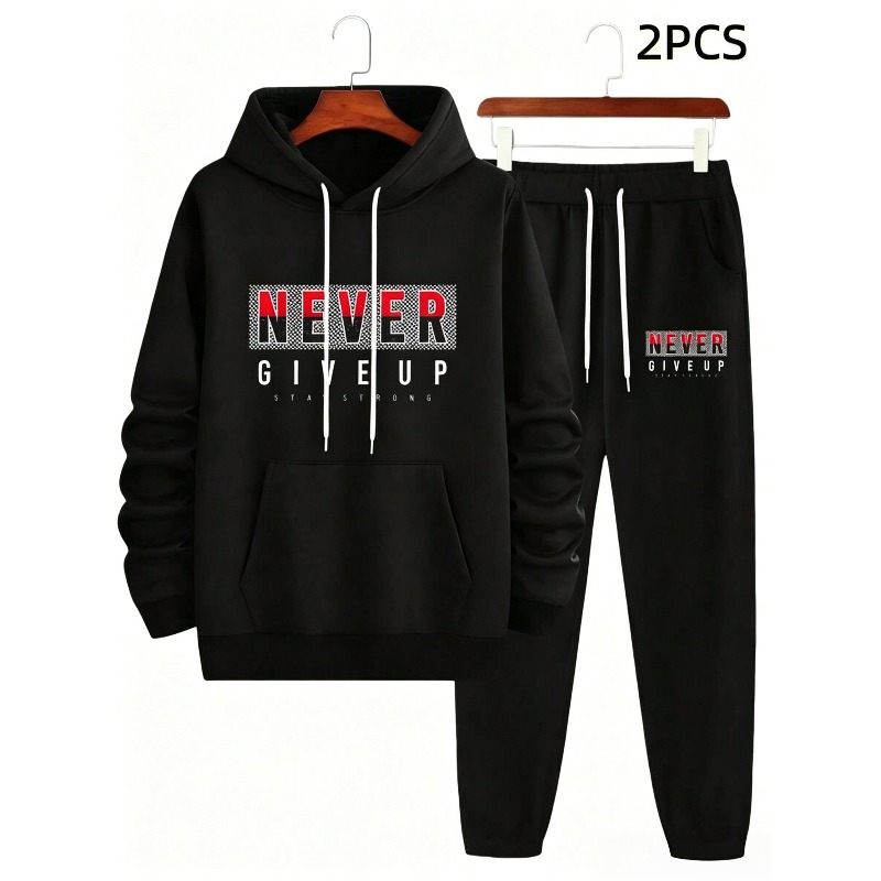 NEVER GIVE UP Setelan Pakaian  - Men'S Fashion Hoodie ulasan dan harga