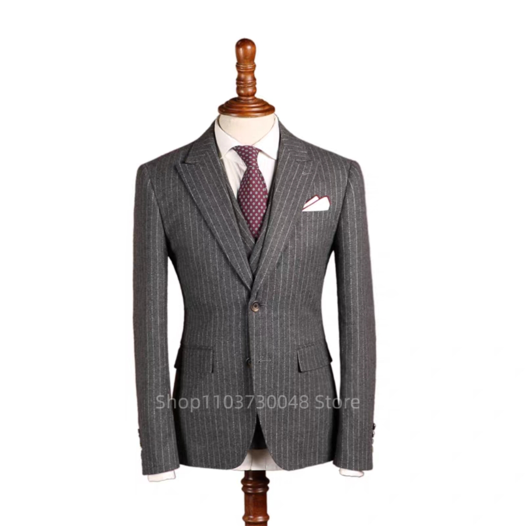 Setelan Jas Pria Garis-Garis A - Slim Fit Blazer Men ulasan dan harga