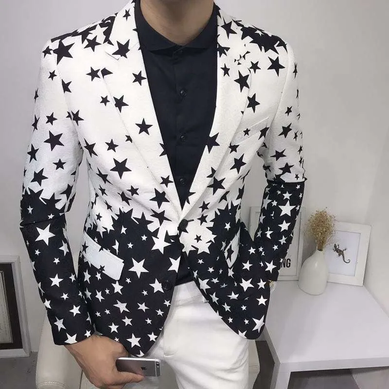 Blazer Slim Fit Motif Bintang  - Men'S Fashion Light Jacket ulasan dan harga