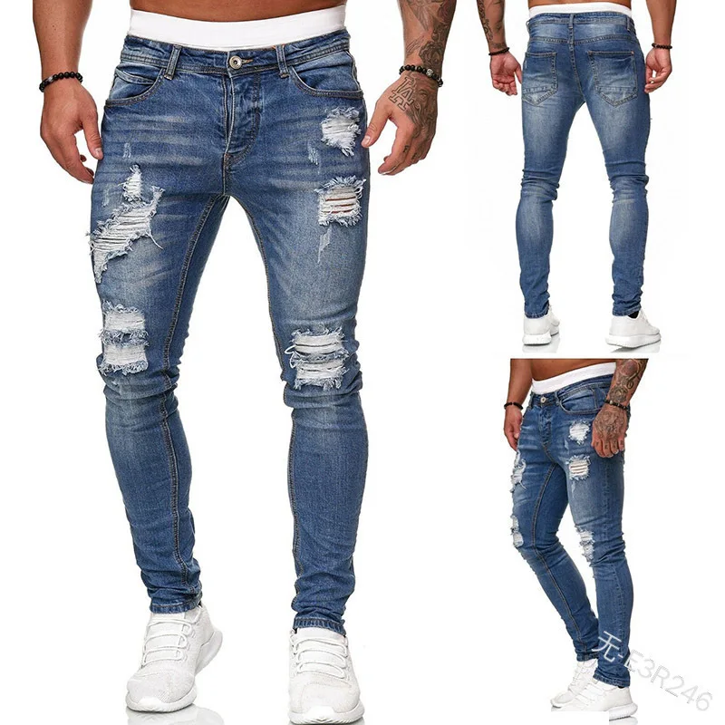 Celana Jeans Pria Robek Celana - Skinny Jeans Ripped ulasan dan harga
