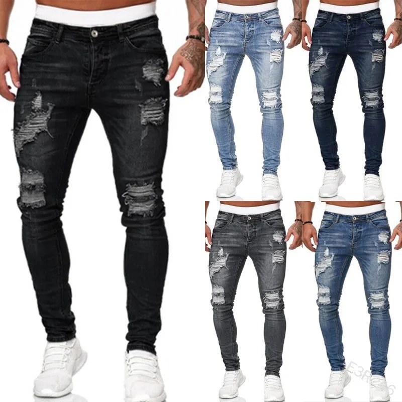 Celana Jeans Pria Robek Celana - Skinny Jeans Ripped ulasan dan harga