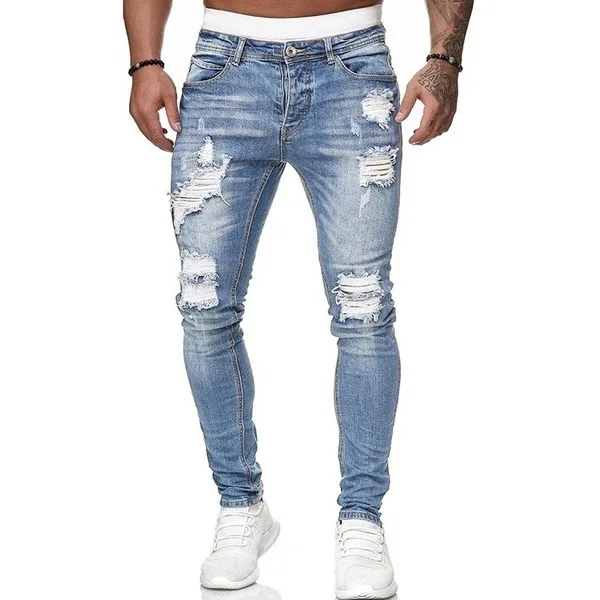 Celana Jeans Pria Robek Celana - Skinny Jeans Ripped ulasan dan harga