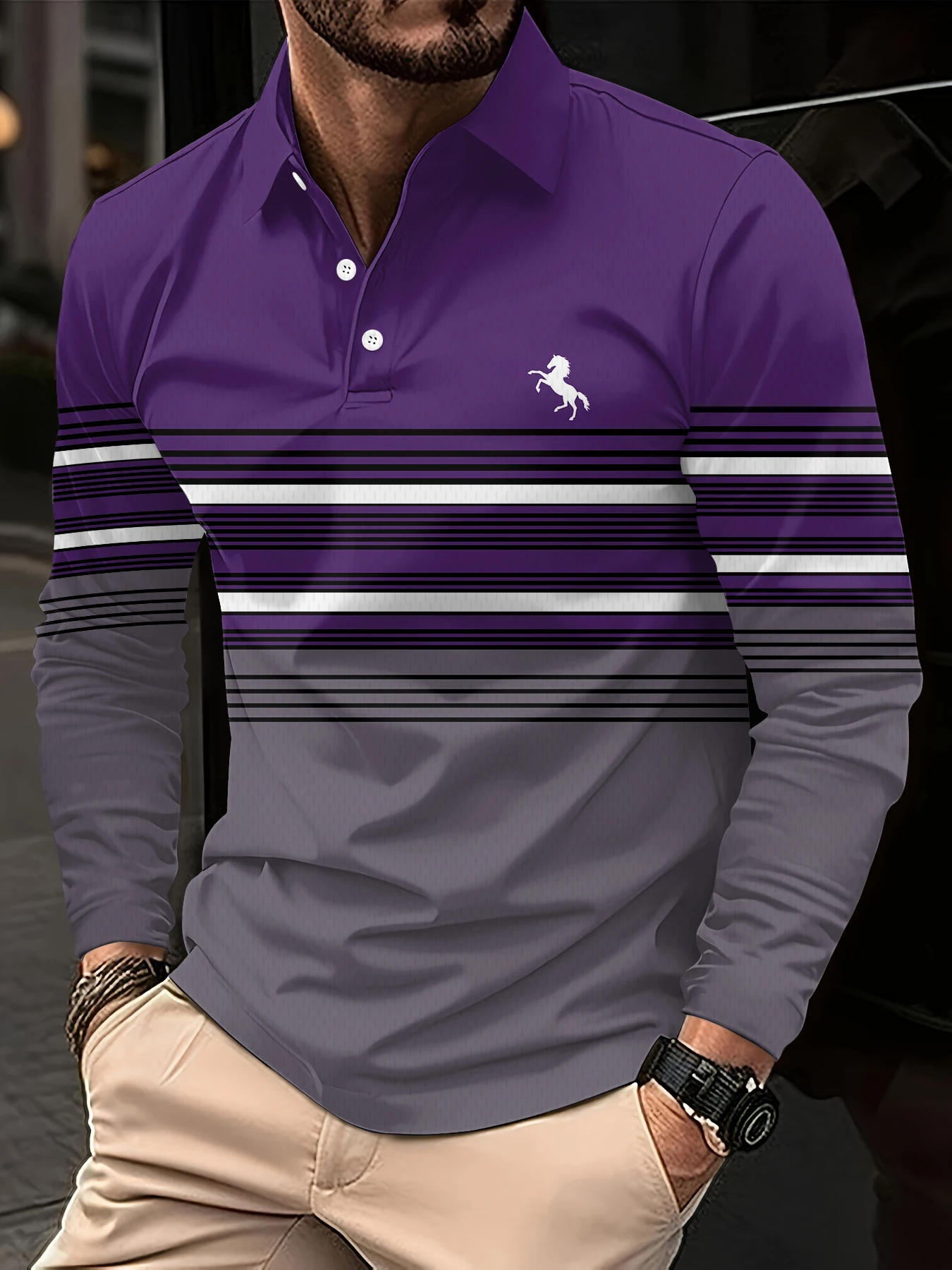 Kemeja polo lengan panjang pri - Men'S Fashion Golf Clothing ulasan dan harga