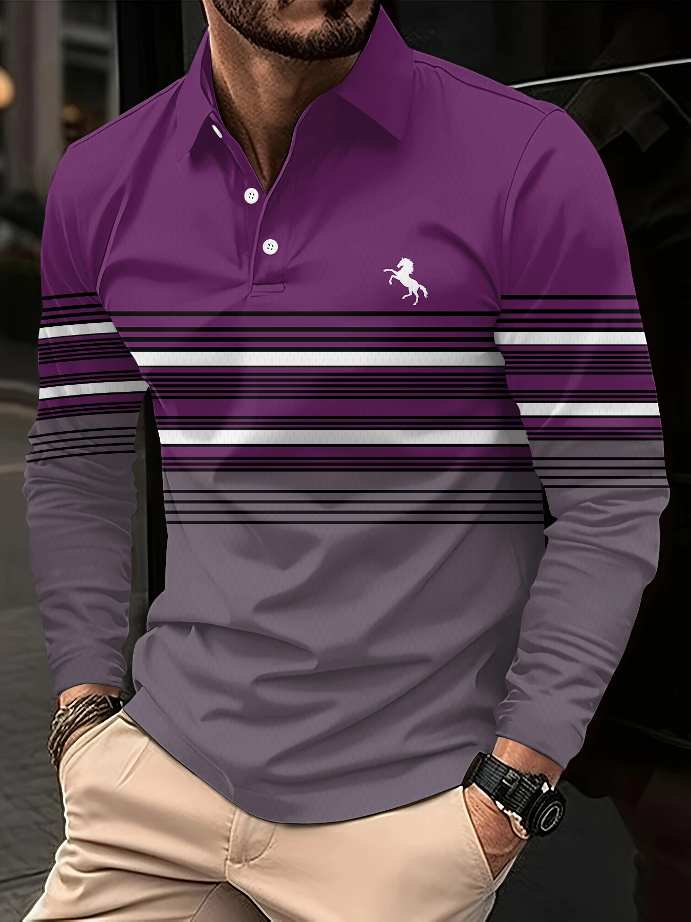 Kemeja polo lengan panjang pri - Men'S Fashion Golf Clothing ulasan dan harga