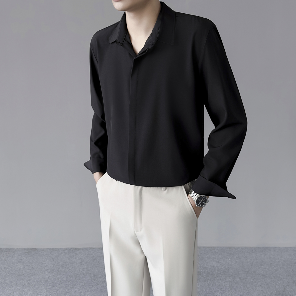Kemeja Sutra Es Tipis Pria unt - Dress Shirt Non-Iron ulasan dan harga