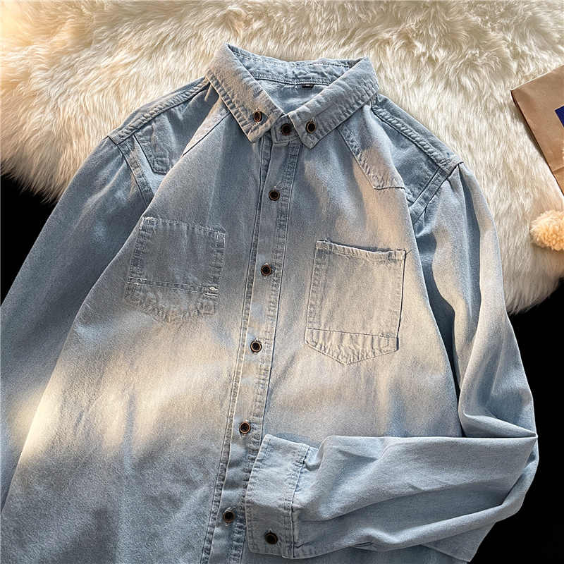 Kemeja Denim gaya Korea untuk  - Men Fashion Korean Style ulasan dan harga
