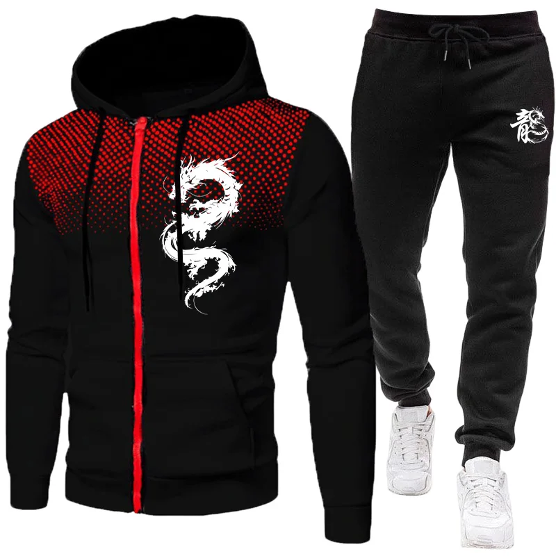 Setelan Pria Motif Naga Paris, - Men'S Fashion Hoodie ulasan dan harga