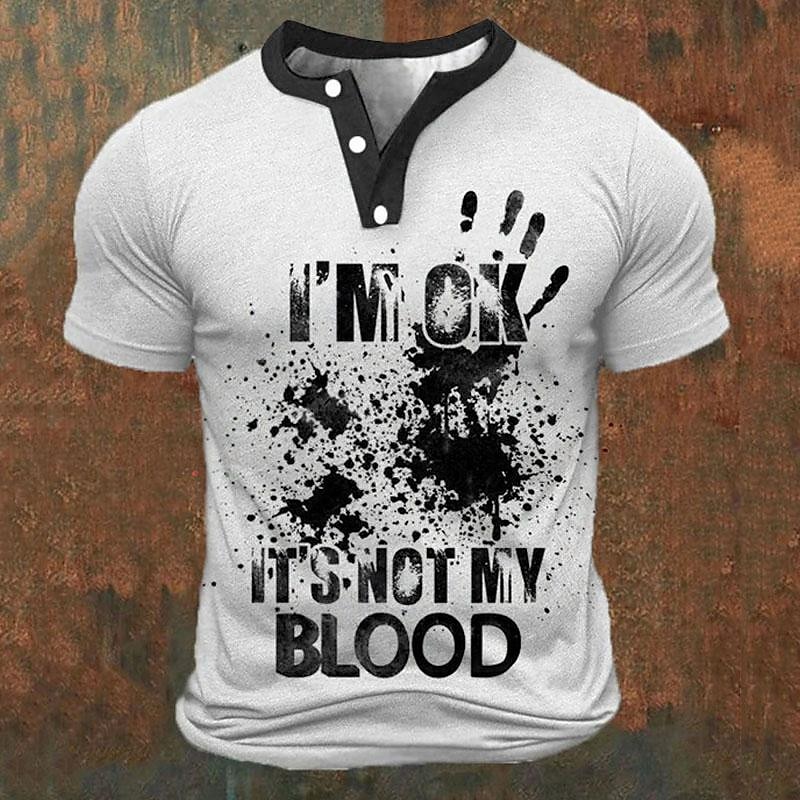 Kaos Henley Pria Cetak Huruf 3 - Men'S Fashion Clothing ulasan dan harga