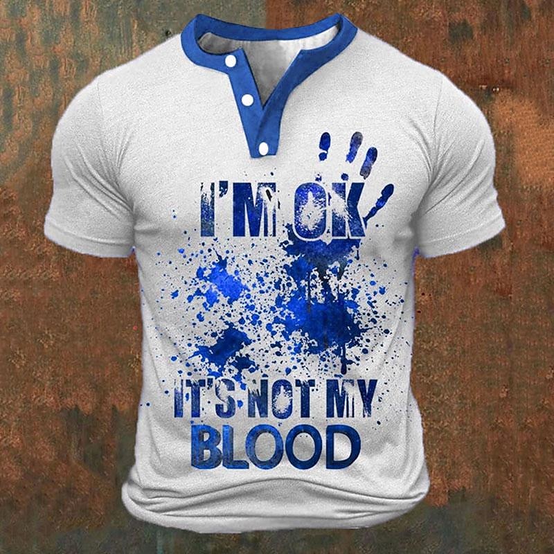 Kaos Henley Pria Cetak Huruf 3 - Men'S Fashion Clothing ulasan dan harga