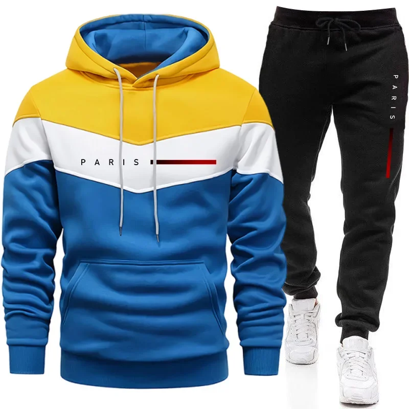 Setelan Hoodie Pria Paris Fash - Mens Fashion Casual Outfits ulasan dan harga