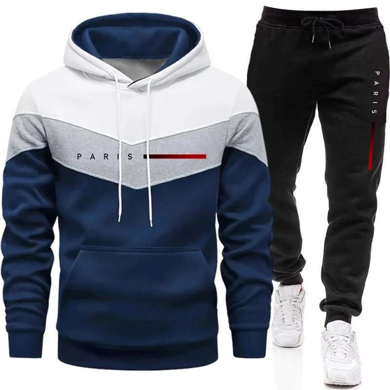 Setelan Hoodie Pria Paris Fash - Mens Fashion Casual Outfits ulasan dan harga