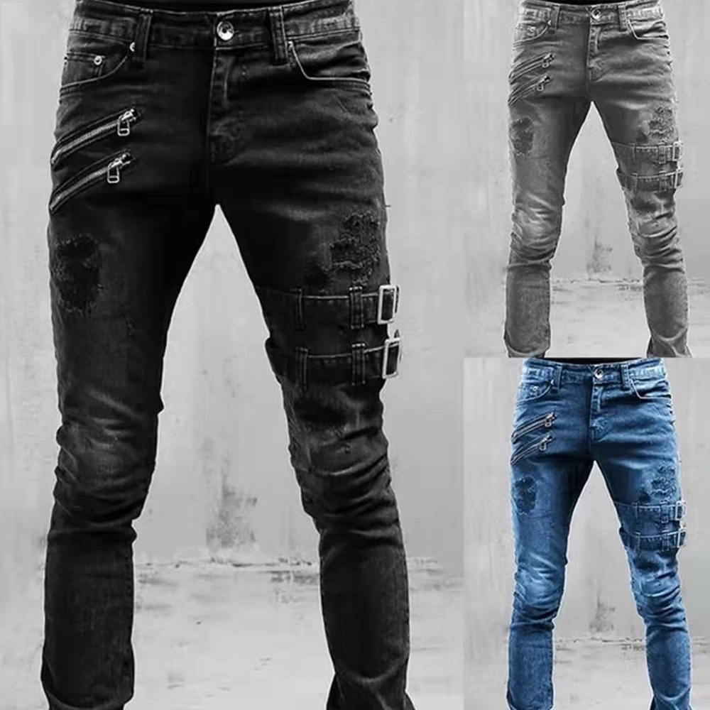 Celana Jin elastis lurus penge - Skinny Jeans Ripped ulasan dan harga