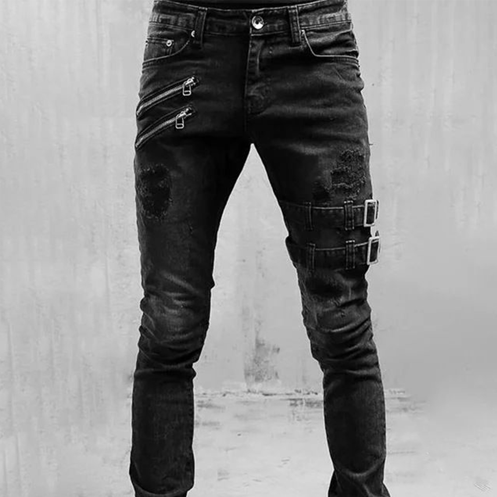 Celana Jin elastis lurus penge - Skinny Jeans Ripped ulasan dan harga