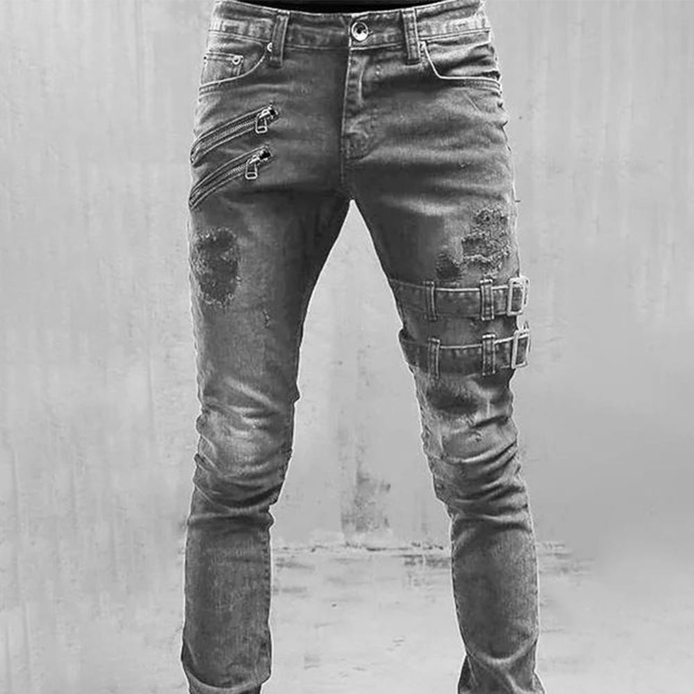 Celana Jin elastis lurus penge - Skinny Jeans Ripped ulasan dan harga