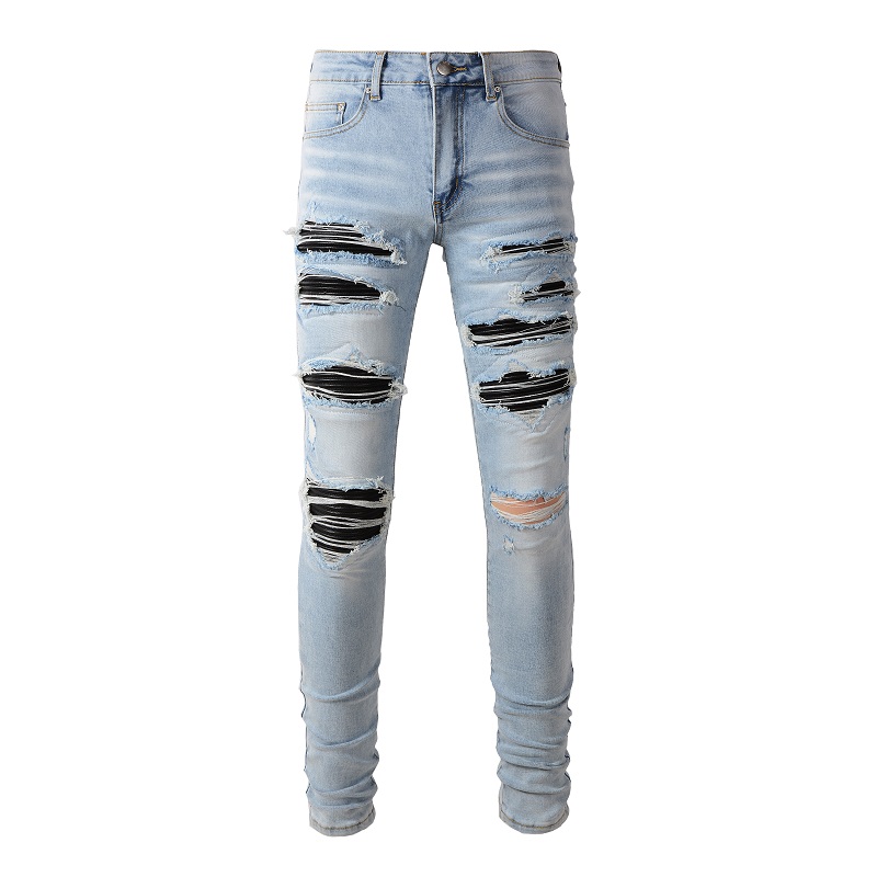 Celana jins pria lipit, celana - Skinny Jeans Ripped ulasan dan harga